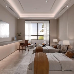 现代酒店客房3D模型下载